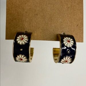 Floral Enamel Hoop Earrings
